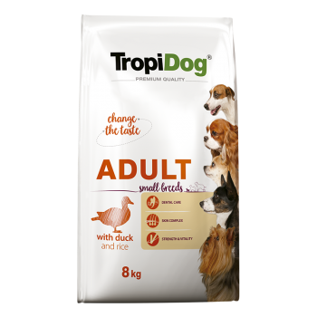 TropiDog Premium Adult Small Breeds with DUCK & rice 8kg